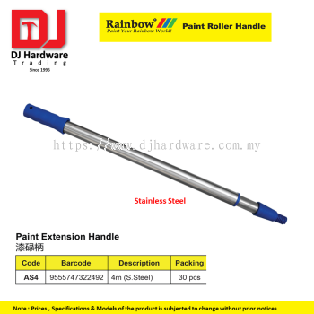 RAINBOW PAINT ROLLER HANDLE PAINT EXTENSION HANDLE STAINLESS STEEL AS4 4M 9555747322492 (CL)