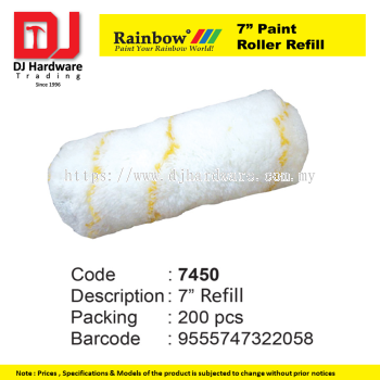 RAINBOW PAINT ROLLER HANDLE PAINT ROLLER REFILL  7'' 7450 9555747322058 (CL)