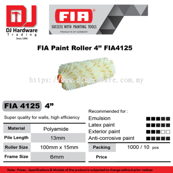 FIA SUCCESS WITH PAINTING TOOLS  GERMANY  FIA PAINT ROLLER 4'' FIA4125  (CL) 1