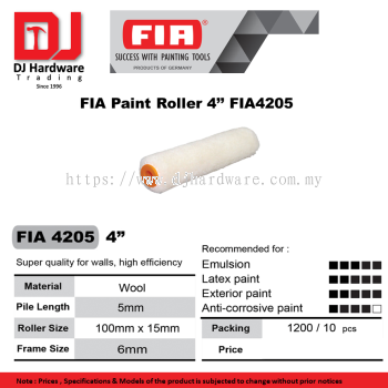 FIA SUCCESS WITH PAINTING TOOLS  GERMANY  FIA PAINT ROLLER 4'' FIA4205  (CL) 1