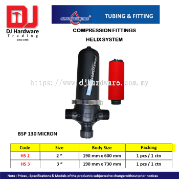 CL WATERWARE TUBING & FITTING COMPRESSION FITTINGS HELIX SYSTEM BSP 130 MICRON (CL)