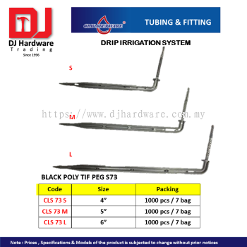 CL WATERWARE TUBING & FITTING DRIP IRRIGATION SYSTEM  BLACK POLY TIF PEG S73 (CL)