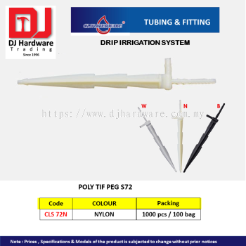 CL WATERWARE TUBING & FITTING DRIP IRRIGATION SYSTEM  POLY TIF PEG CLS72N (CL