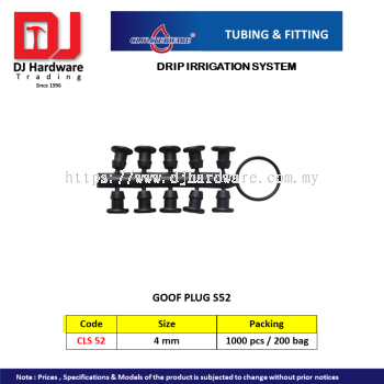 CL WATERWARE TUBING & FITTING DRIP IRRIGATION SYSTEM GOOF PLUG S52 4MM CLS52 (CL)