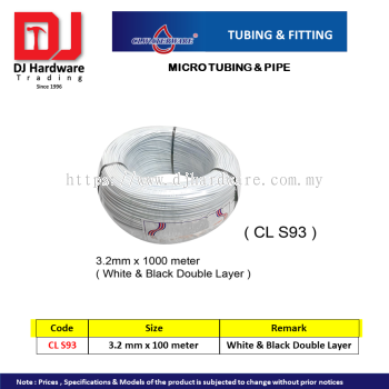 CL WATERWARE TUBING & FITTING MICRO TUBING PIPE 3.2MM X 1000M WHITE & BLACK DOUBLE LAYER CLS93 (CL)