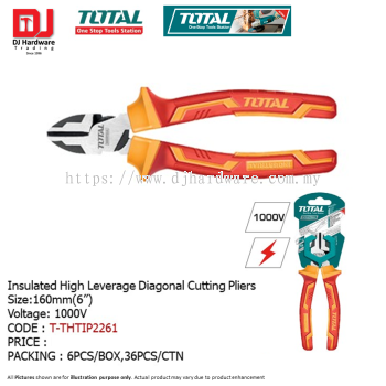 TOTAL INSULATED HIGH LEVERAGE DIAGONAL CUTTING PLIERS 160MM T-THTIP2261 (LSK)