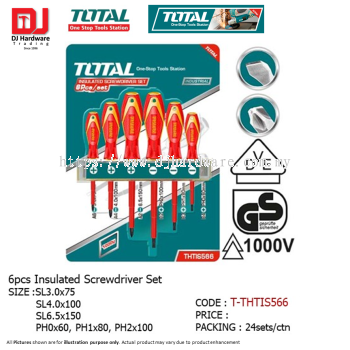 TOTAL ONE STOP TOOLS STATION 6PCS INSULATED SCREWDRIVER SET T-THTIS566 (LSK)