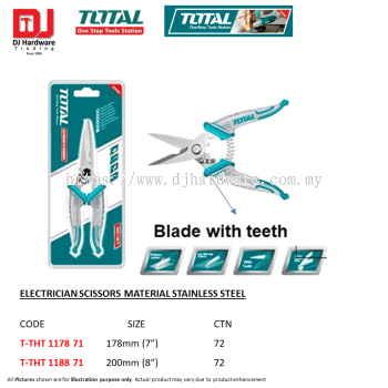 TOTAL ONE STOP TOOLS STATION ELECTRICIAN SCISSORS MATERIAL STAINLESS STEEL BLADE WITH TEETH(LSK)