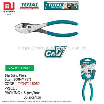 TOTAL ONE STOP TOOLS STATION INDUSTRIAL SLIP JOINT PLIERS 8'' 200MM T-THT118082 (LSK)