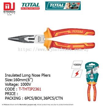 TOTAL ONE STOP TOOLS STATION INSULATED LONG NOSE PLIERS 160MM T-THTIP2361 (LSK)