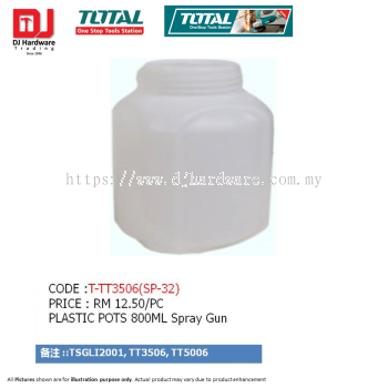 TOTAL ONE STOP TOOLS STATION PLASTIC POTS 800ML SPRAY GUN T-TT3506 SP32 (LSK)