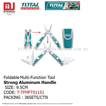 TOTAL FOLDABLE MULTI FUNCTION TOOL STRONG ALUMINUM HANDLE 9.5CM T-TFMFT01151(LSK)