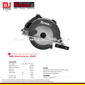 KRESS ELEKTROWERKZEUGE GERMANY CIRCULAR SAW 1400W 185MM KU420P