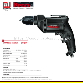 KRESS ELEKTROWERKZEUGE GERMANY HAND DRILL 500W 10MM KU110KP