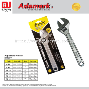 ADAMARK ADJUSTABLE WRENCH 6 SIZE (CL)