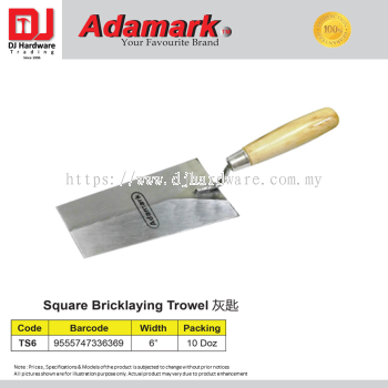 ADAMARK SQUARE BRICKLAYING TROWEL TS6 6'' 9555747336369 (CL)