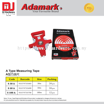 ADAMARK A TYPE MEASURING TAPE 3 SIZE (CL)