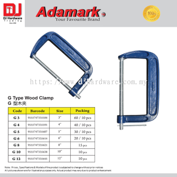 ADAMARK G TYPE WOOD CLAMP 7 SIZE (CL)