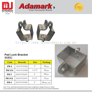 ADAMARK PAD LOCK BRACKET 5 SIZE (CL)