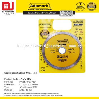 ADAMARK POWER TOOL ACCESSORIES GENUINE DIAMOND CUTTING WHEEL CONTINUOS CUTTING WHEEL ADC100 9555747337694 (CL)