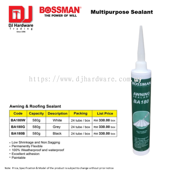 BOSSMAN MULTIPURPOSE SEALANT AWNING & ROOFING SEALANT (CL)