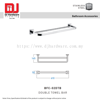 SATINEL FOR ELEGANT HOME LIVING STAINLESS STEEL SUS 304 BATHROOM ACCESSORIES DOUBLE TOWEL BAR BFC 02DTB (OEL)