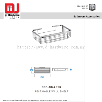 SATINEL FOR ELEGANT HOME LIVING STAINLESS STEEL SUS 304 BATHROOM ACCESSORIES RECTANGLE WALL SHELF BFC 1064SSR (OEL)