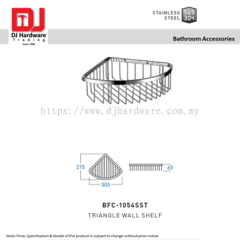 SATINEL FOR ELEGANT HOME LIVING STAINLESS STEEL SUS 304 BATHROOM ACCESSORIES TRIANGLE WALL SHELF BFC 1054SST (OEL)