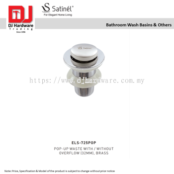 SATINEL FOR ELEGANT HOME LIVING BATHROOM WASH BASINS & OTHERS POP UP WASTE WITH OVERFLOW 32MM BRASS ELS 725POP (OEL)