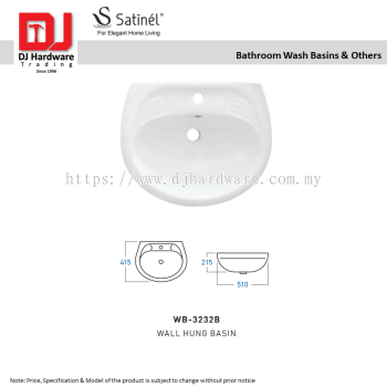 SATINEL FOR ELEGANT HOME LIVING BATHROOM WASH BASINS & OTHERS WALL HUNG BASIN WB 3232B (OEL)