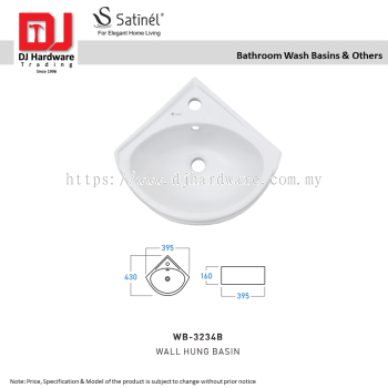 SATINEL FOR ELEGANT HOME LIVING BATHROOM WASH BASINS & OTHERS WALL HUNG BASIN WB 3234B (OEL)