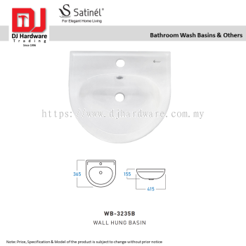 SATINEL FOR ELEGANT HOME LIVING BATHROOM WASH BASINS & OTHERS WALL HUNG BASIN WB 3235B (OEL)