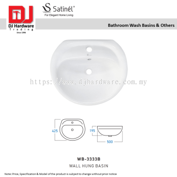 SATINEL FOR ELEGANT HOME LIVING BATHROOM WASH BASINS & OTHERS WALL HUNG BASIN WB 3333B (OEL)