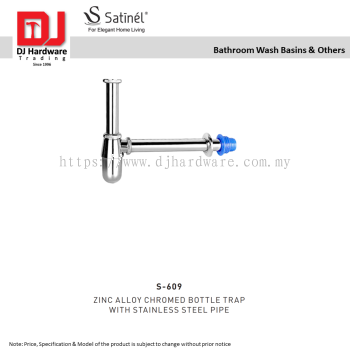 SATINEL FOR ELEGANT HOME LIVING BATHROOM WASH BASINS & OTHERS ZINC ALLOY CHROMED BOTTLE TRAP WITH STAINLESS STEEL PIPE S 609 (OEL)