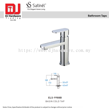 SATINEL FOR ELEGANT HOME LIVING STAINLESS STEEL BATHROOM TAPS  BASIN COLD TAPE ELS 9988B (OEL)