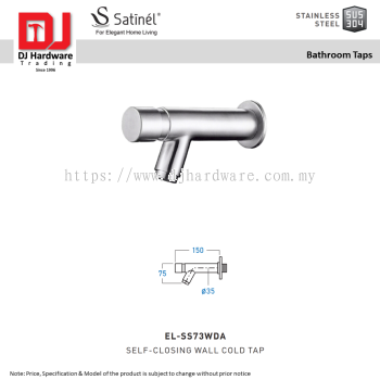 SATINEL FOR ELEGANT HOME LIVING STAINLESS STEEL SUS 304 BATHROOM TAPS SELF CLOSING WALL COLD TAPE EL SS73WDA (OEL)