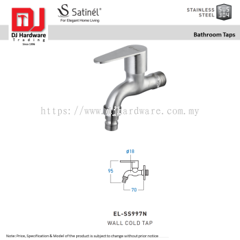 SATINEL FOR ELEGANT HOME LIVING STAINLESS STEEL SUS 304 BATHROOM TAPS WALL COLD TAP EL SS997N (OEL)