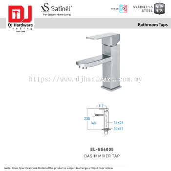 SATINEL FOR ELEGANT HOME LIVING STAINLESS STEEL SUS 304 MIXER BATHROOM TAPS BASIN MIXER TAP EL SS6005 (OEL)