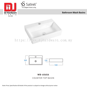 SATINEL FOR ELEGANT HOME LIVING BATHROOM WASH BASINS COUNTER TOP BASIN WB 6060A (OEL)