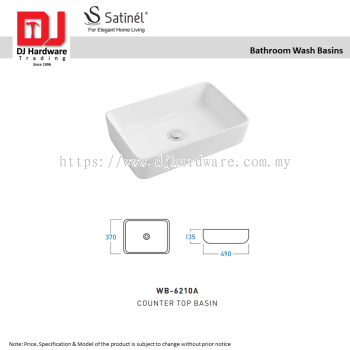 SATINEL FOR ELEGANT HOME LIVING BATHROOM WASH BASINS COUNTER TOP BASIN WB 6210A (OEL)