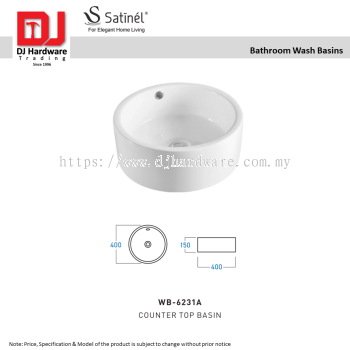 SATINEL FOR ELEGANT HOME LIVING BATHROOM WASH BASINS COUNTER TOP BASIN WB 6231A (OEL)