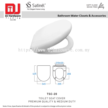 SATINEL FOR ELEGANT HOME LIVING BATHROOM WATER CLOSETS & ACCESSORIES SOFT CLOSE NOISE FREE TOILET SEAT COVER PREMIUM QUALITY & HEAVY DUTY TSC 20 (OEL)