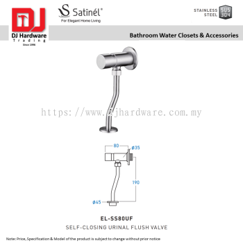 SATINEL FOR ELEGANT HOME LIVING STAINLESS STEEL SUS 304 BATHROOM WATER CLOSETS & ACCESSORIES SELF CLOSING URINAL FLUSH VALVE EL SS80UF (OEL)