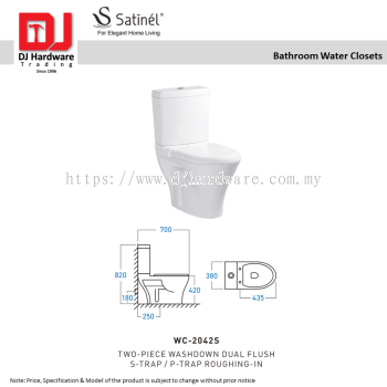 SATINEL FOR ELEGANT HOME LIVING BATHROOM WATER CLOSETS TWO PIECE WASHDOWN DUAL FLUSH S TRAP P TRAP ROUGHING IN WC 2042S (OEL)