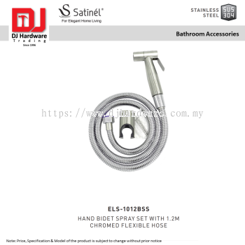 SATINEL FOR ELEGANT HOME LIVING STAINLESS STEEL SUS 304 BATHROOM ACCESSORIES HAND BIDET SPRAY SET WITH 1.2M CHROMED FLEXIBLE HOSE ELS 1012BSS (OEL)