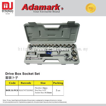 ADAMARK DRIVE BOX SOCKET SET BOX25PCS 9555747335942 (CL)