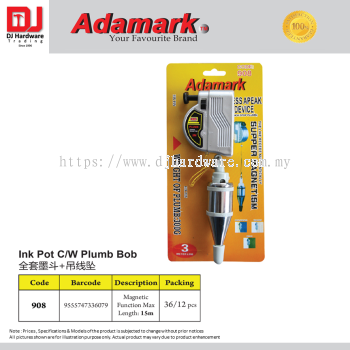 ADAMARK INK POT CW PLUMB BOB 15M 908  9555747336079 (CL)