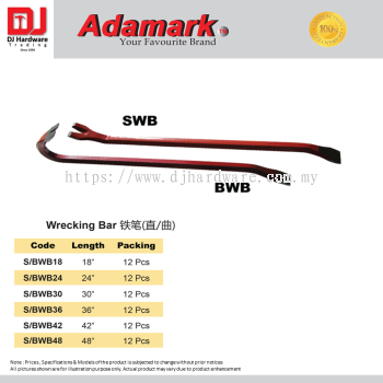 ADAMARK WRECKING BAR 6 SIZE (CL)