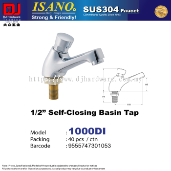 ISANO FAUCET SUS304 1-2'' SELF CLOSING BASING TAP 1000DI (CL)