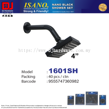 ISANO NANO BLACK SHOWER SET SHOWER HEAD 4'' 1601SH (CL)